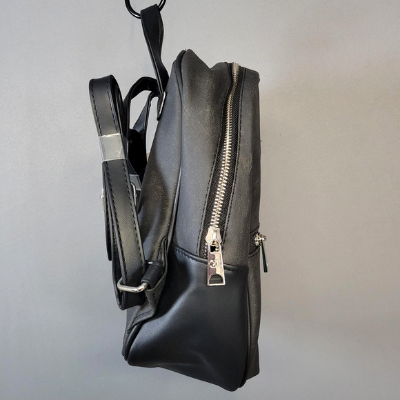 CXL by Christian Lacroix Backpack Womens Black Denim Marley PU Zip Logo Pockets - Picture 7 of 16